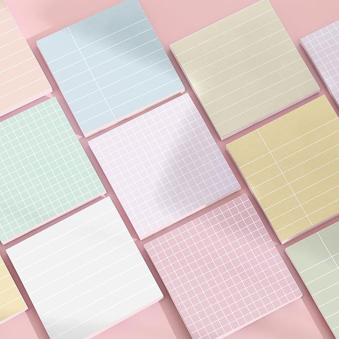Post it Notes 3x3 Cute and Aesthetic Sticky Notes Planner Notepad - 450 Sheets - Desk Accessories for School, Office, and Home - Ideal Gifts for Teachers, Women, and Coworkers (Minimalist)