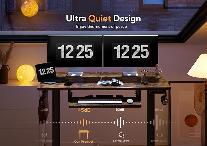 Standing Desk with Keyboard Tray, Standing Desk Adjustable Height, Raising Desks for Home Office and Computer Workstation, 48 Inches, Rustic Brown