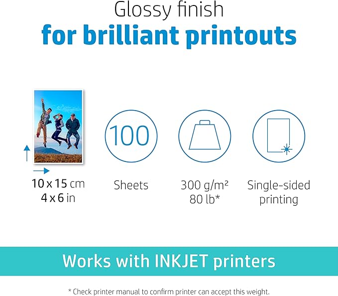 HP Premium Plus Photo Paper, Glossy, 4x6 in, 100 sheets (CR668A)