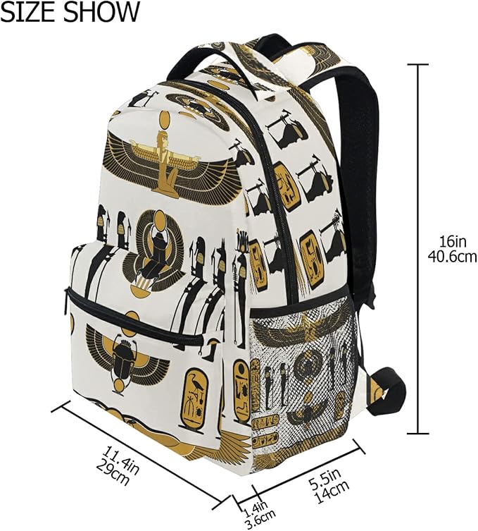 Ancient Egyptian Print School Backpack for Teens Girls Kids Boys, Egypt Sun Art Women Men Adult 15 in Laptop Backpack Casual Elementary Student College Bookbag Travel Hiking Camping Daypack…