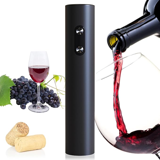 Electric Wine Opener, Battery Operated Corkscrew, Easy One-Button Operation for Effortless Cork Removal, Ideal Wine Accessory for Parties, Best Choice for Wine Lovers (Black KB1)