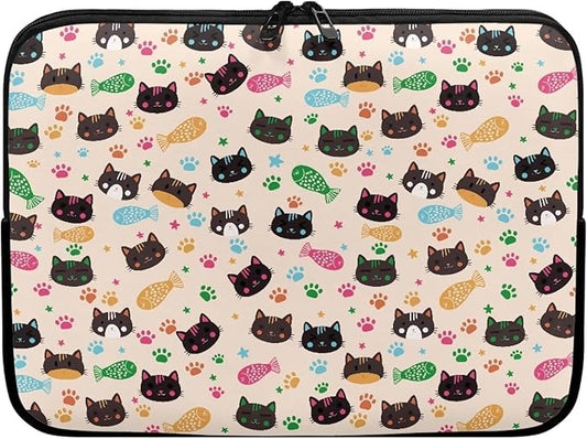 Cat Fish Printed Computer Carrying Cover, Large Capacity Laptop Case Bag Easy to Carry Computer Bag, 13 Inch Lightweight Laptop Briefcase Messenger Bag for Women