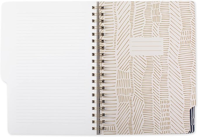 Fringe Studio Large Tab Notebook,Tribal Lines, Flexible Paperback Cover, College Ruled, 5 Subject/Die-Cut Dividers, 7.25" X 10", 180 Lined Pages (343007), Multicolor