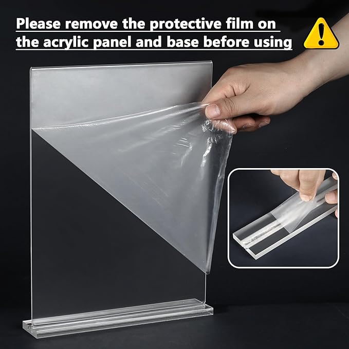 MaxGear 8.5x11 Acrylic Sign Holder 3 Pack, Clear Table Menu Display Stand Plastic Document Paper Holder Double Sided T Shape Sign Frame for Store, Restaurant, Hotels, Office