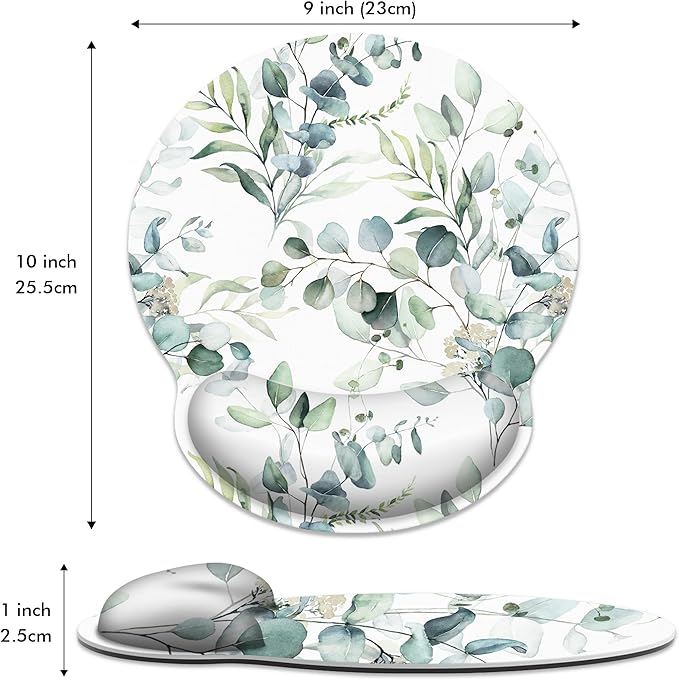 Ergonomic Mouse Pad with Wrist Support,Green Flowers Mouse Pad with Wrist Rest,Relieve Wrist Pain Mousepad Non-Slip Rubber Base,Mouse Pads for Desk,Computers,Laptop,Office,Home,Gaming,Accessories