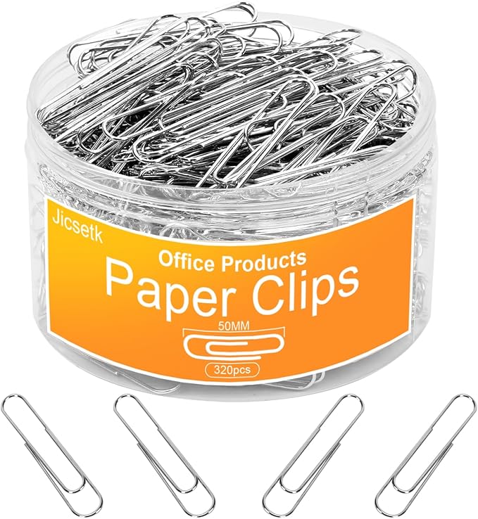Jumbo Paper Clips,Large Paper Clips,320 Pcs Paper Clip Large for Paperwork Ideal for Home, School and Office Supplies.
