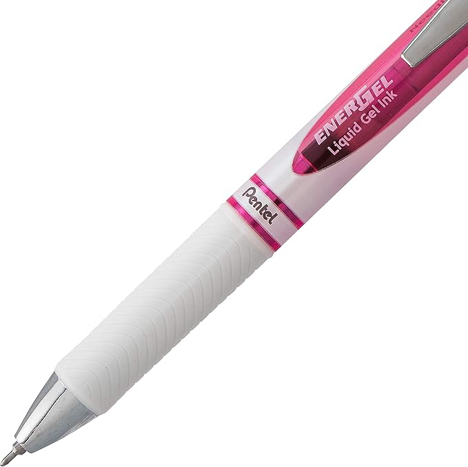 Pentel Pink BCA EnerGel Pearl Deluxe RTX Liquid Gel Pen, (0.5mm), Fine Line, Needle Tip (BLN75WBP2PA)