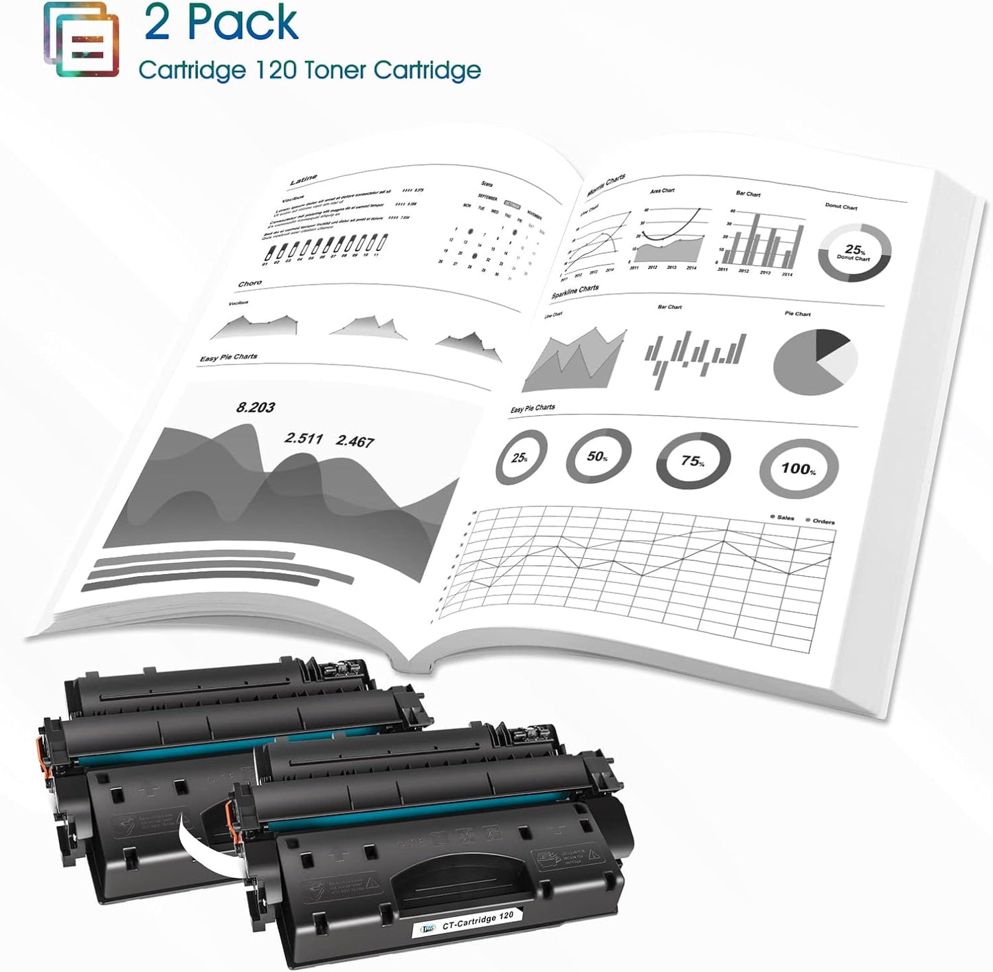 Cool Toner Compatible Toner Cartridges Replacement for Canon 120 cartridges 120 CRG-120 for Canon imageCLASS D1120 D1550 D1150 D1320 D1350 D1520 D1100 D1370 D1180 D1170 MF6680DN MF417dw Black 2-Pack