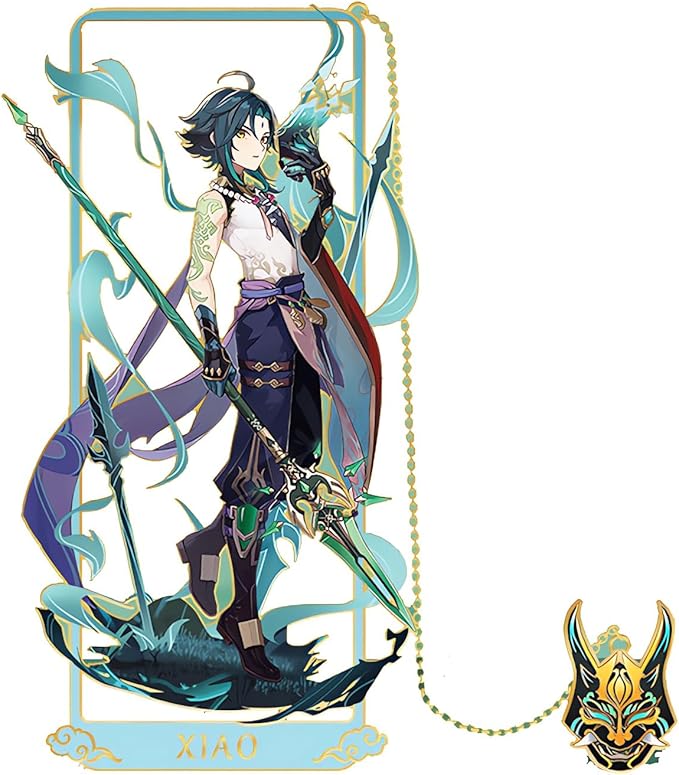 Xiao Bookmark with Chain Original Genshin Impact Metal Bookmark - Collect All Your Favorite Characters!