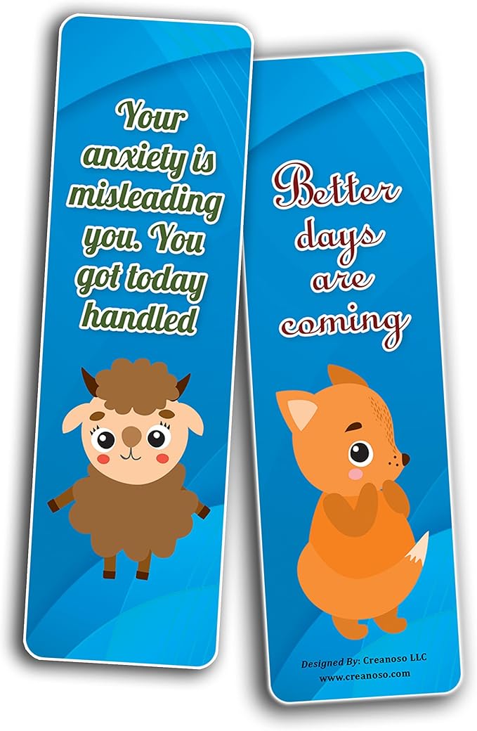 Creanoso Cute Critter Quotes Bookmarks (5-Sets X 6 Cards) – Daily Inspirational Card Set – Interesting Book Page Clippers – Great Gifts for Adults and Professionals