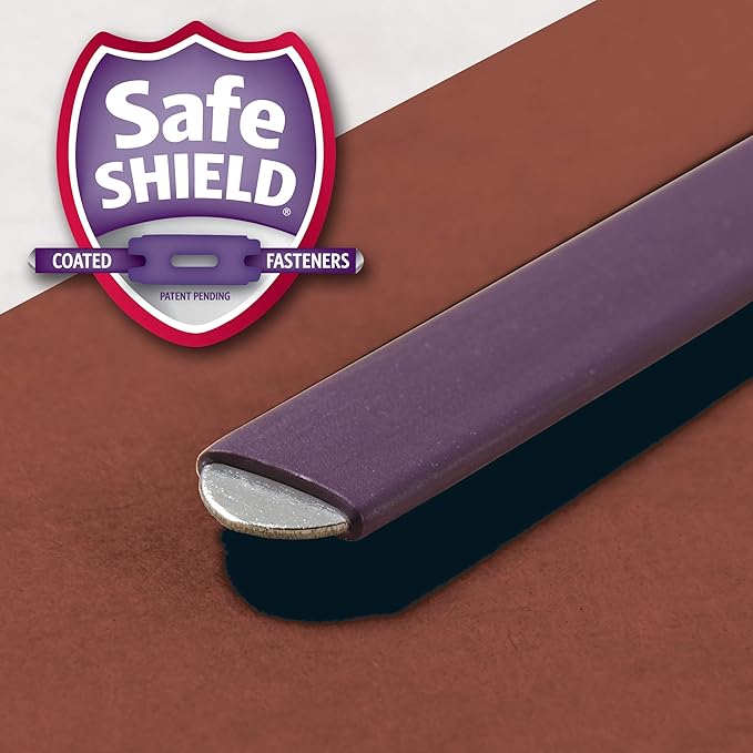 Smead Pressboard Classification File Folder with SafeSHIELD Fasteners, 1 Divider, 2" Expansion, Legal Size, Red, 10 per Box (18775)