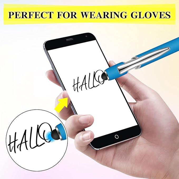 Zonon 38 Pieces Rubberized Ballpoint Pen with Stylus Tip Stylish Metal Pen Capactive Styli with Soft Rubberized Grip, Black Ink for Most Devices(Assorted Colors)