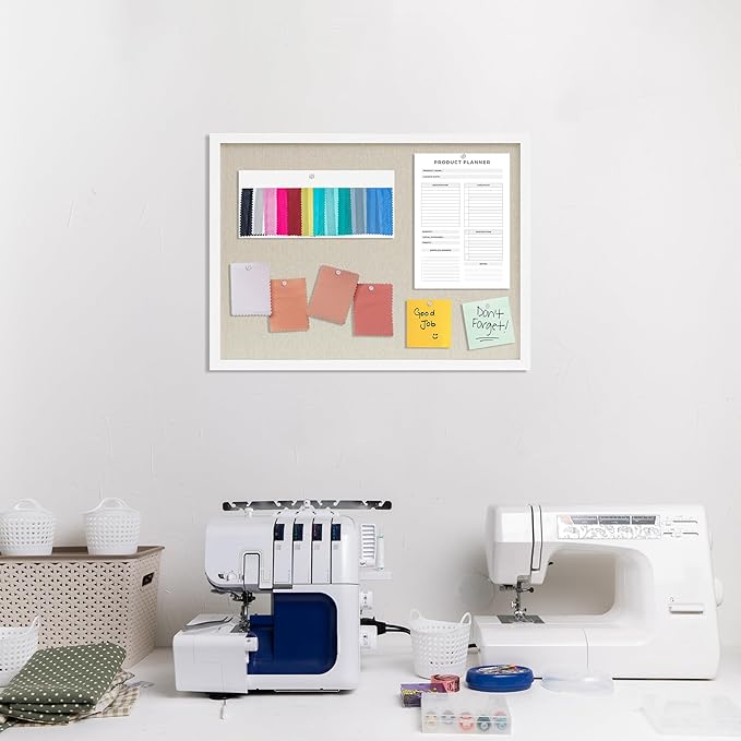 Cork Board with Linen White 2Pack,Bulletin Board 23"x17" Hanging Corkboards for Office Home School Message Board or Vision Board Decoration.