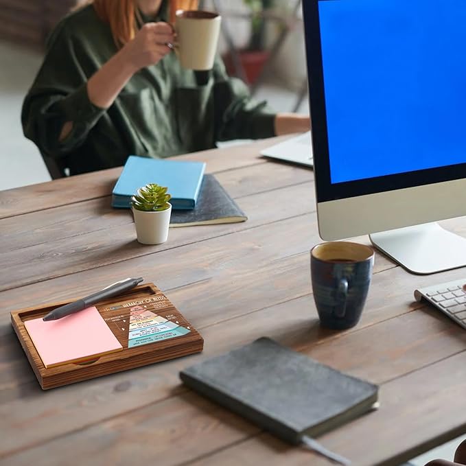 vizuzi Maslow's Hierarchy of Needs Sticky Note Holder, Maslow Needs Decor, Therapy Office Decor, School Counselor Psychologist Mental Health DBT Self-Stick Note Pad Holders ZSS47