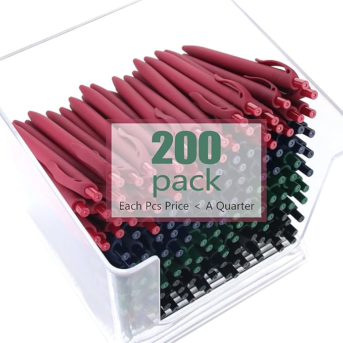 deegtran Pens Bulk, 200 Pack No Bleed Black Pens, Retractable Ballpoint Pens, Pens Medium Point, Smooth Ink Pens, 1.0MM Black Ink