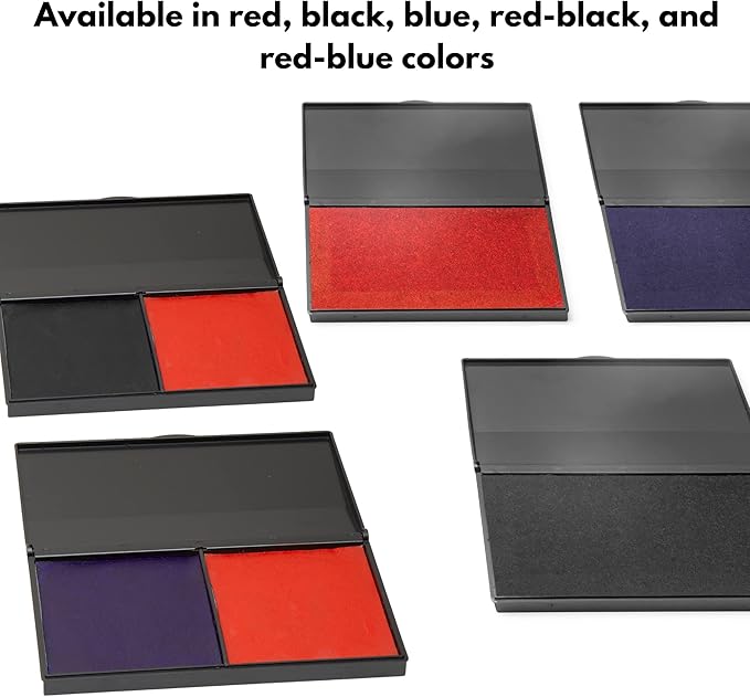 Ink Pad for Rubber Stamps, Stamp Pad for Clear Impression Stamping, Quality Felt Pad Black Ink, Red Ink, Blue Ink L (3.5 * 6.3) (Red & Black)