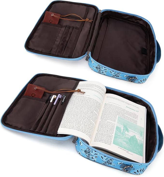 Montana West Bible Book Covers for Women Canves Bible Cases with Zippered Pocket Bible Bags Handheld Crossbody Church Bible Study Supplie