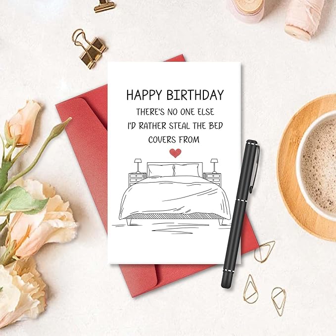 Romantic Birthday Card for Husband Wife Boyfriend Girlfriend, Humorous Birthday Gifts for Man Woman, Steal The Bed Covers Birthday Card