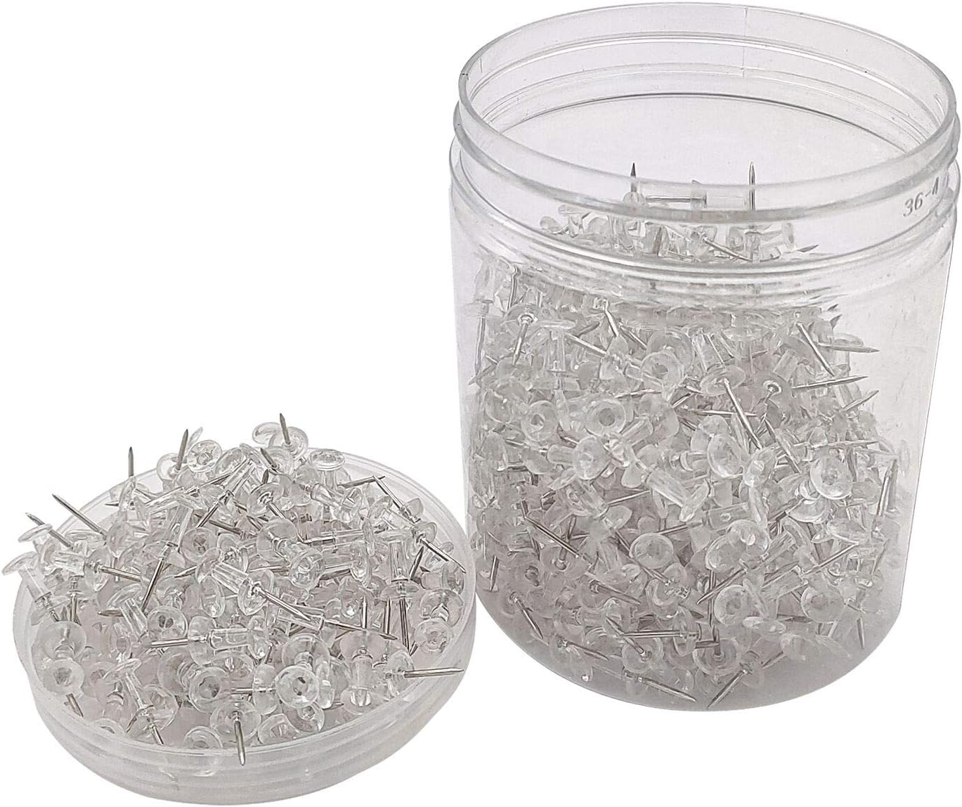Clear Push Pins 600pcs Standard Thumb Tacks Steel Point Transparent Plastic Head Pins for Hanging Photo Posters Craft Marking Map Wall Cork Board