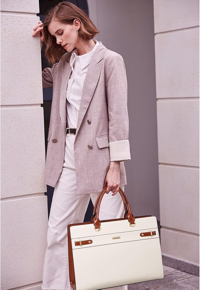 Telena Laptop Tote Bag for Women, 15.6 Inch Shoulder Tote Bag Leather Briefcase for Women, Large Capacity Handbag Bags