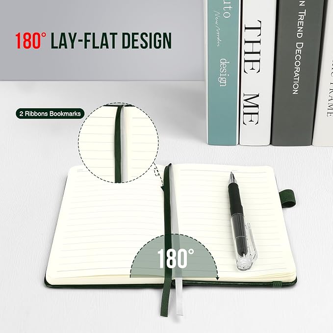 Small Notebook College Ruled, 3 Pack (Green) 3.7x5.7 in Pocket Notebook Journaling Notebooks Mini Hardcover Lined Note Pads with Pens for Work Business Travel and Office Supplies