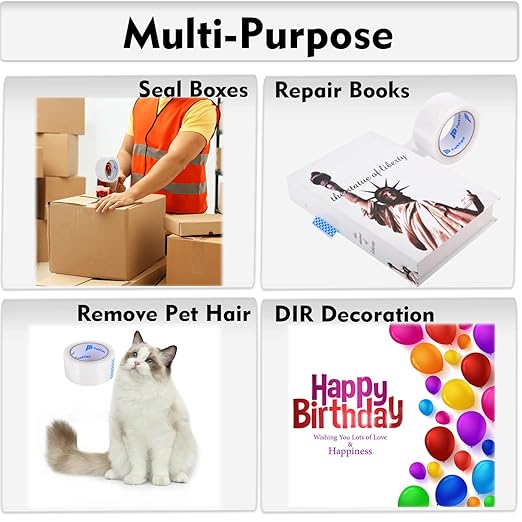 Packing Tape Refill Rolls Heavy Duty 12 Rolls Sealing Great for Packing Box Shipping and Moving Supplies Packaging 1.88" x 65 Yards 3" Core 2.7 Mil Thick