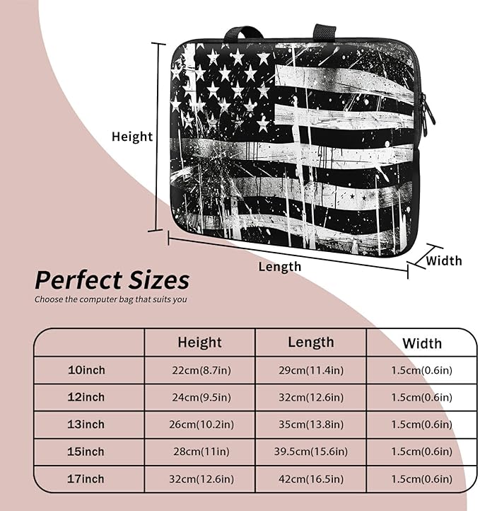Universal Laptop Sleeve Tablet Case 12 inch, Retro Dirty Flag Slim Carrying Case Durable Handbag Travel Laptop Bag for Surface Pro 9 8 7/Laptop Go 2 3, MacBook Air 11/12