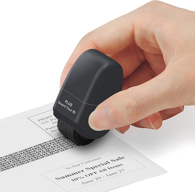 Guard Your ID Identity Protection Security Prevention Stamp Roller (Black) IS-520CM