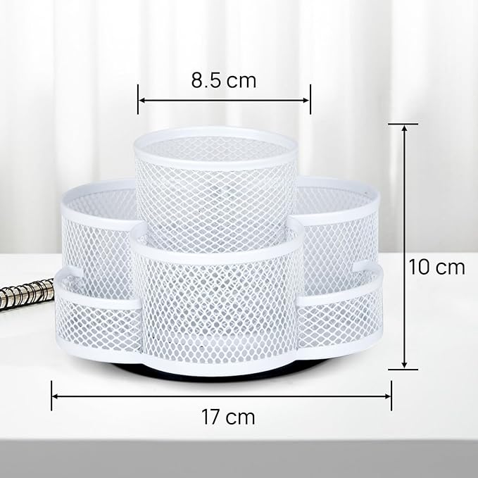 Pen Holder for Desk, Rotating Pencil Holder, Cup Holder for Desk Office Pen Organizer in White