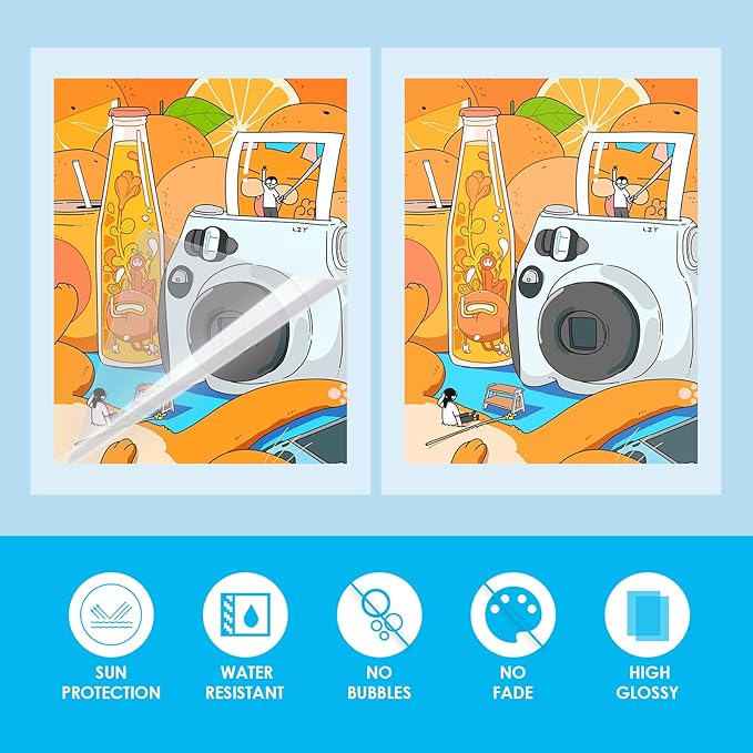 HTVRONT Self-Adhesive Laminating Sheets - 50 Sheets, 9 x 12 Inches, No Machine Needed, Clear