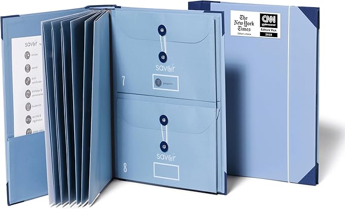 Savor | 2025 Updated Edition The Folio™ Document Organizer|Custom Dyed Cloth Bound Expanding File Folder for Important Papers, Emergency Binder,Birth Certificates,Social Security Cards, and Passports
