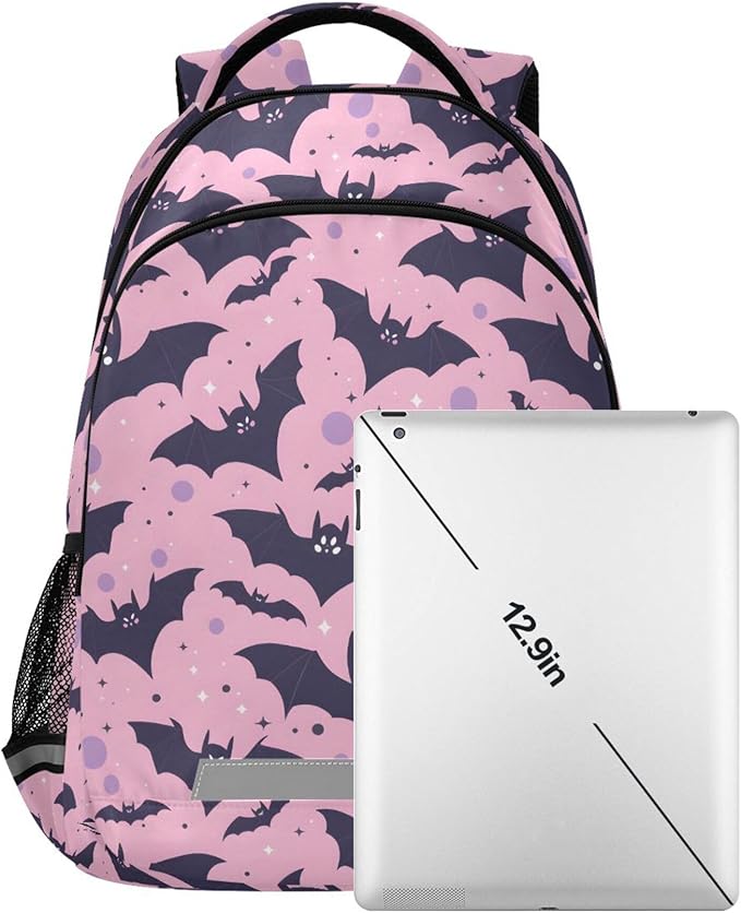 MNSRUU Laptop Backpack with Chest Strap, Cute Bats School Backpack, Travel Hiking Backpack for Boys Girls Teen Adult, Rucksack, Knapsack