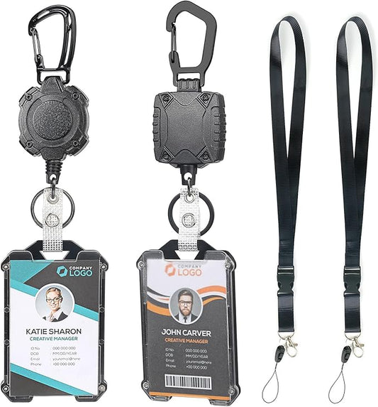 Badge Holder Retractable Clip Heavy Duty Badge Reel Retractable Keychain ID Badge Holder with Breakaway Lanyard ID Card Holder Cool Tactical Keychains