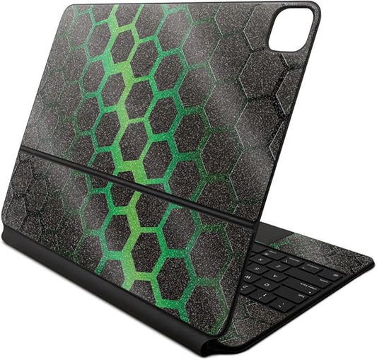Glossy Glitter Skin Compatible with Apple Magic Keyboard for iPad Air 13-inch (M2) 2024 - Green Hex - Premium 3M Vinyl Protective Wrap Decal Cover - Easy to Apply | Crafted in The USA by MightySkins