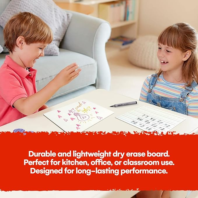 Mini Dry Erase Board for Kids, 3-Pack - 9x12-Inch Small White Boards for Students and Teachers - Double-Sided, Portable, and Easy-to-Clean Writing Boards for Classroom, Office, or Home