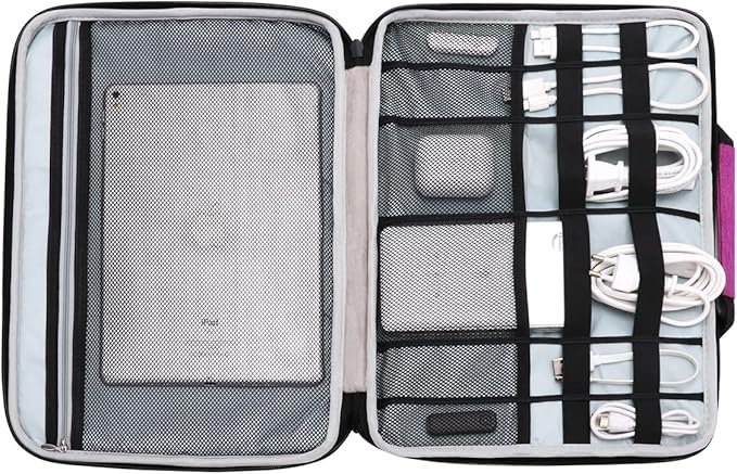 iCozzier 11-11.6 Inch Handle Laptop Briefcase Shoulder Bag Electronic Accessories Organizer Messenger Carrying Case Laptop Sleeve Protective Bag with Shoulder&Luggage Strap - Rose