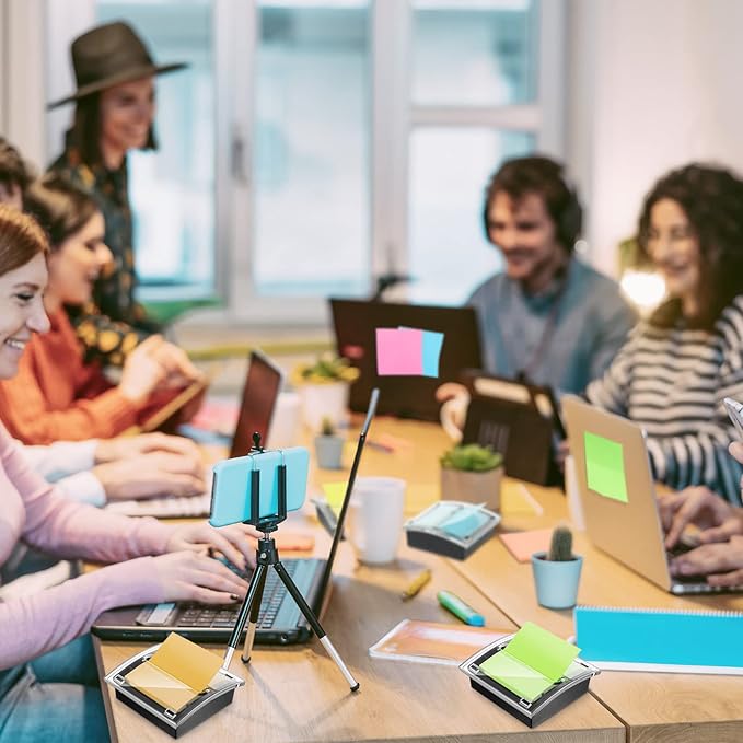 Meanplan 3 Pack Pop up Sticky Dispenser Post Note Holder Black Base with 24 Pads Colored Pop up Sticky Notes Memo Pads Blank Self Stick 3x3 Refills Back to School Office Supplies, 50 Sheet Per Pad