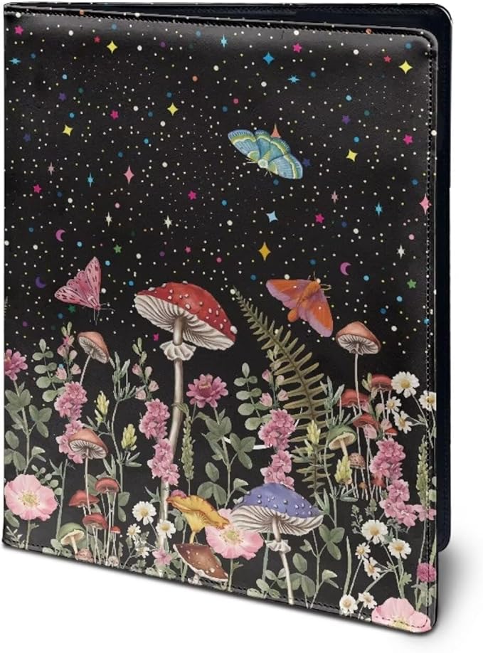 Cozeyat Mushroom Moth Clipboard Folder Portfolio, A4 Leather Padfolio Clipboard, Business Portfolio Clipboard Folder Professional Portfolio for Interview Resume Office Conference