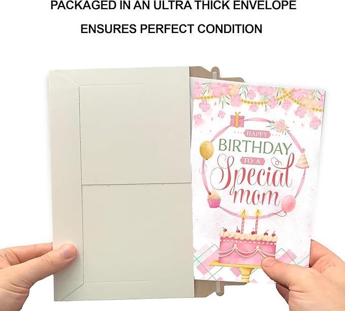 Prime Greetings Mother Birthday Card, Made in America, Eco-Friendly, Thick Card Stock with Premium Envelope 5in x 7.75in, Packaged in Protective Mailer