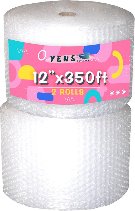 Yens Bubble Cushioning Rolls Packing Materials, 3/16" AIR Bubble,700 FT, 12 inch width Perforated every 12" (700ft- 12, Clear)