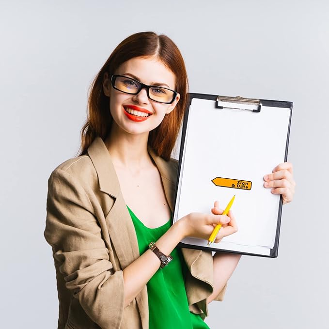 Colarr 10 Pack 1000 Pieces Sign Here Date Tabs Sign Here Date Stickers Flags Please Message Flags for Office Notebook Annotating Books Notary Books(Multicolor,Classic)