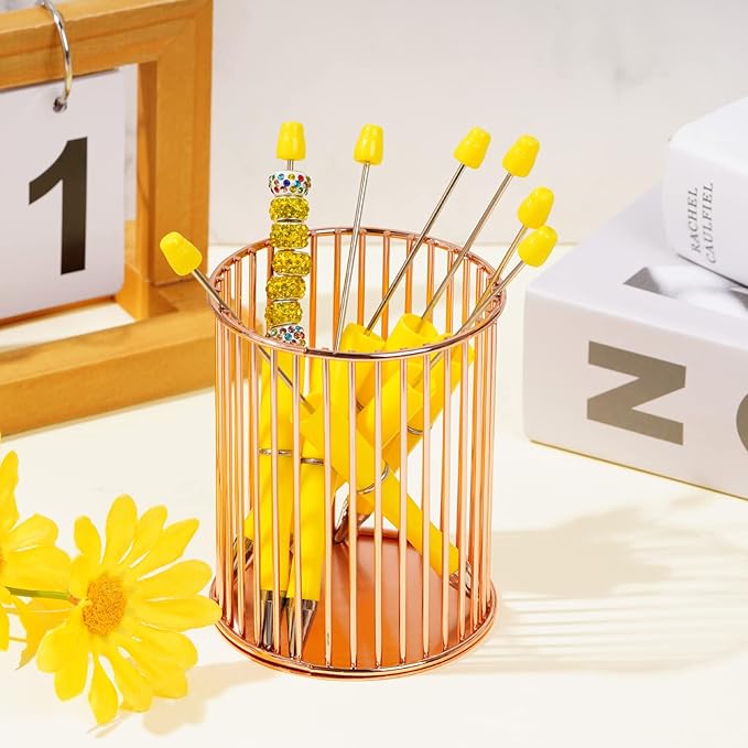 jiebor 30Pcs Yellow Beadable Pens Plastic Bead Pen Black Ink Ballpoint Pens Diy Pens Cute Cool Pens for Teacher Bridal Graduation Gift Office Supplies