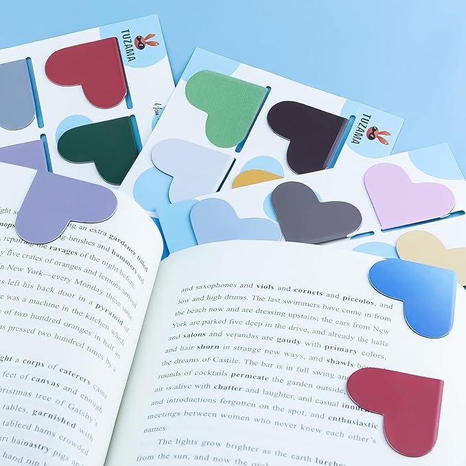 20 Pack Heart-Shaped Magnetic Bookmarks, Perfect for Book Lovers, Children, Women, Men, Teachers, Students, Birthday, Christmas, Graduation Double-Sided Printing for Easy Page Marking