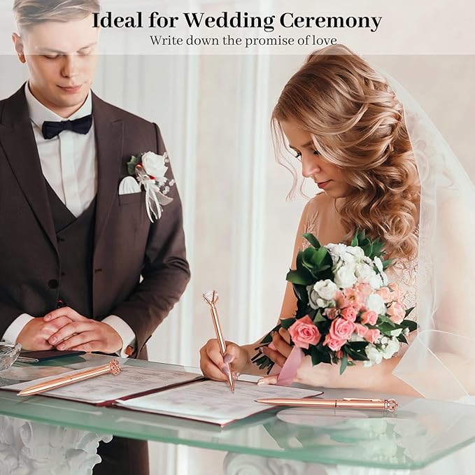 amassan 4Pcs Ballpoint Pens Set, Cute Pens with Crystal Diamond for Journaling, Black Ink Pen Gifts for Wedding Office Desk Supplies, Sand Glitter Pen for Women Office Decor