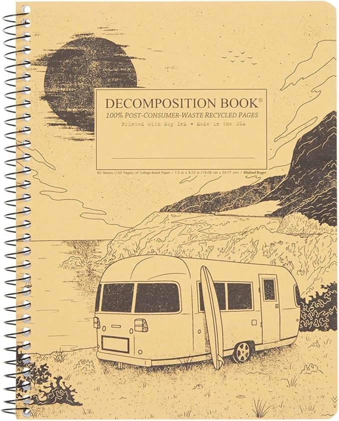 Decomposition Big Sur College Ruled Spiral Notebook - 9.75 x 7.5 Journal with 160 Lined Pages - 100% Recycled Paper - Notebooks for School Supplies, Home & Office - Made in USA