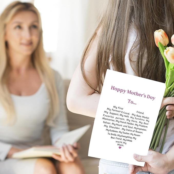 UUEFKTN Cute Mother's Day Card for Mom, Heartfelt Mothers Day Card from Child, Mothers Day Gift from Daughter Son, Poem Mother's day Card for Women, Keepsake Mother's Day Card Gift