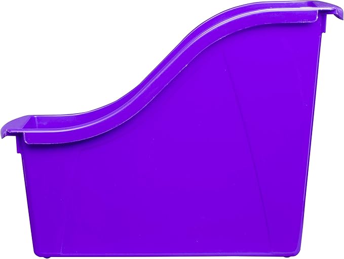 Storex Small Book Bin, Linking Storage Bins, Dry Erase Surface, 11.75" x 8.5" x 4.5", Violet, 6-Pack