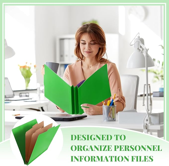 36 Pcs Classification Folders Bulk 2 Dividers File Folder with Fastener 2 Prongs Letter Size Pressboard Filefolders with 3.5 Inch Expansion for Organize Office Medical Document (Green)