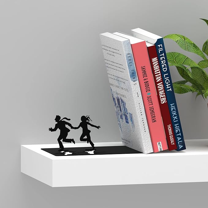 Artori Design Book Ends to Hold Books Heavy Duty - Hidden Metal Bookends for Shelves Desk or countertop - Bookend Book Holder for Home Decorative - Gift for Book Lovers and Home Decor (Runaway)