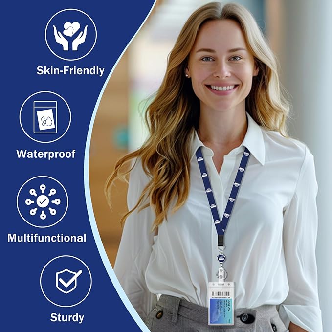 Giancomics Lanyards for Cruise Ships Cards Key, Lanyards with Retractable Badge Reel, Cute Waterproof ID Badge Holder Cruise Essentials Must Haves Zip Card Protector Royal 2 Pack